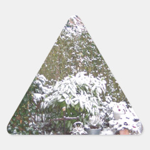Christmas Season, Snow in the garden Triangle Sticker
