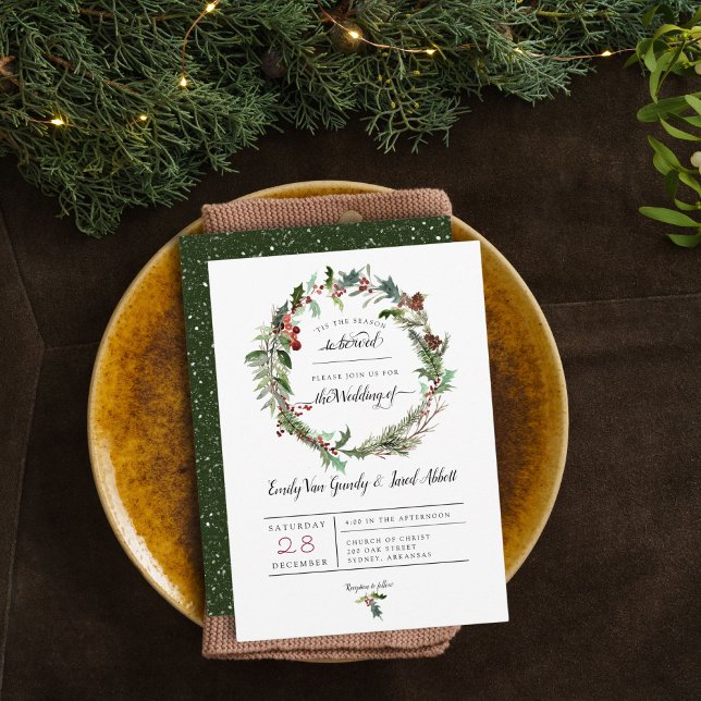 Christmas Season Wedding Invitation (A Christmas season wedding invitation with bespoke styling. Classy, elegant, unique)