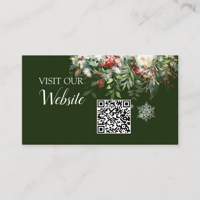 Christmas Season Wedding Website QR code Enclosure Card (Front)