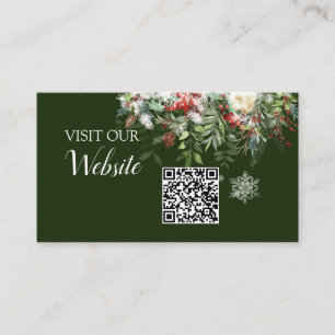 Christmas Season Wedding Website QR code Enclosure Card