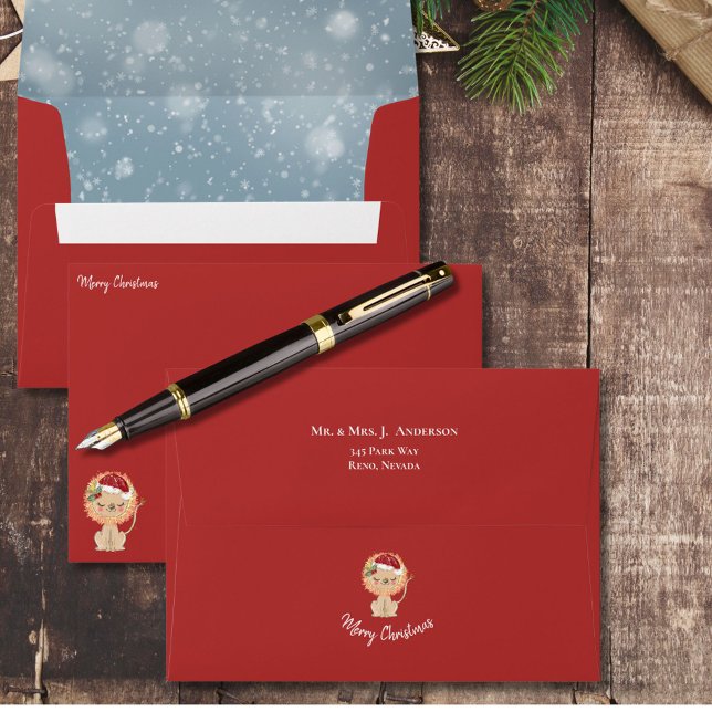 Christmas Seasonal Baby Lion Red Santa Hat Envelope (Creator Uploaded)