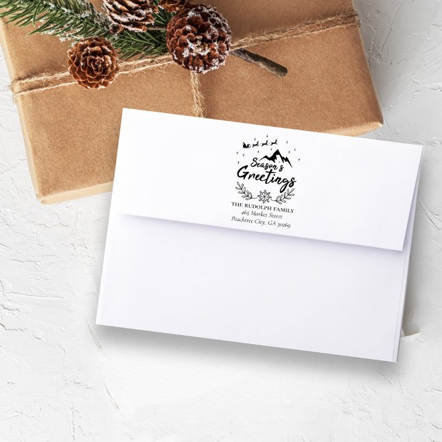 Christmas Season's Greeting Mountain Scene Rubber Stamp (Creator Uploaded)