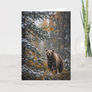 Christmas Seasons Greetings Beautiful Bear Card