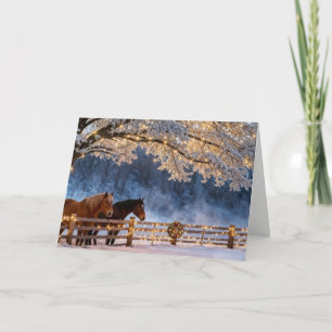 Christmas Seasons Greetings Country Horses  Card