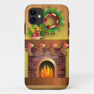 Christmas Seasons Greetings Stockings Fireplace iPhone 11 Case