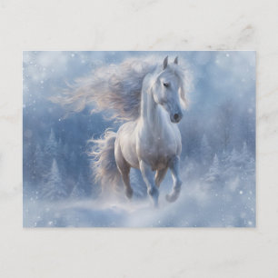 Christmas Seasons Greetings with Horse in Snow Holiday Postcard