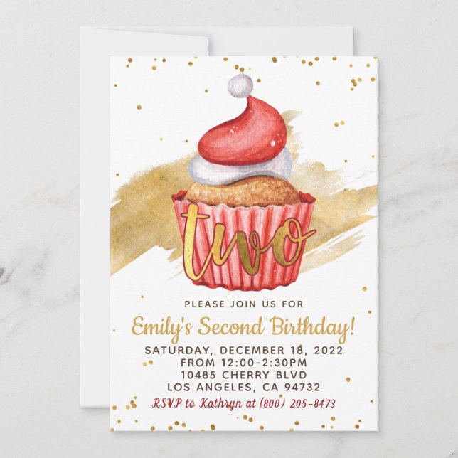Christmas Second Birthday Invitation (Front)