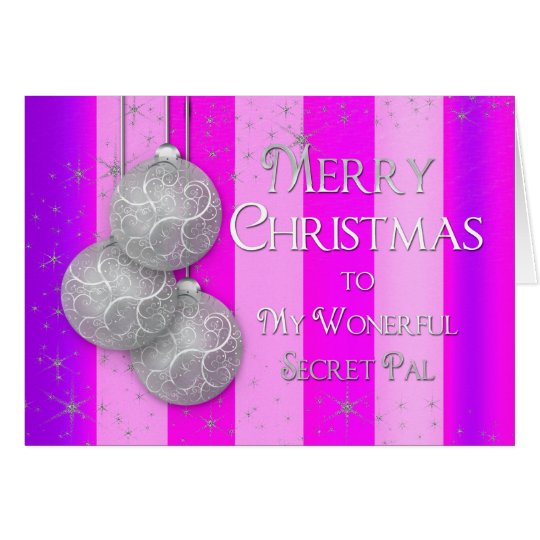 Christmas - Secret Pal -Silver Balls-Pink/Purple Card