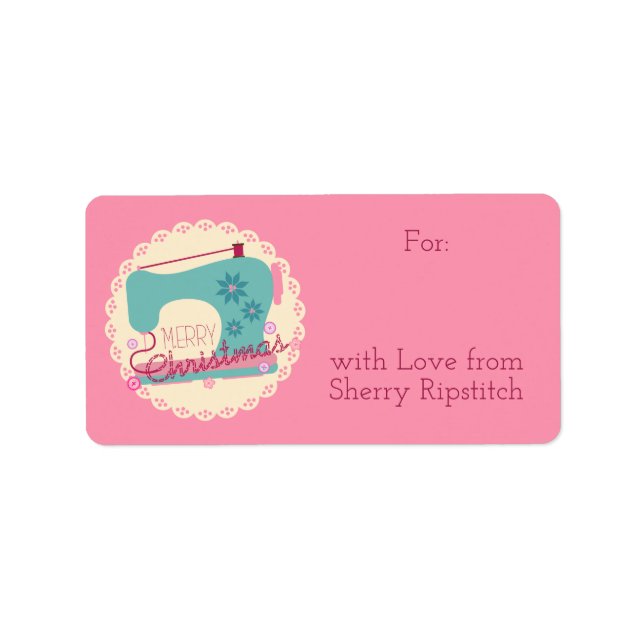 Christmas sewing machine stitching handmade gifts label (Front)