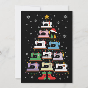 Christmas Sewing Machine Tree Lights Stockings Invitation