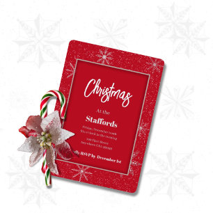 Christmas Shadowbox Silver Foil Invitation