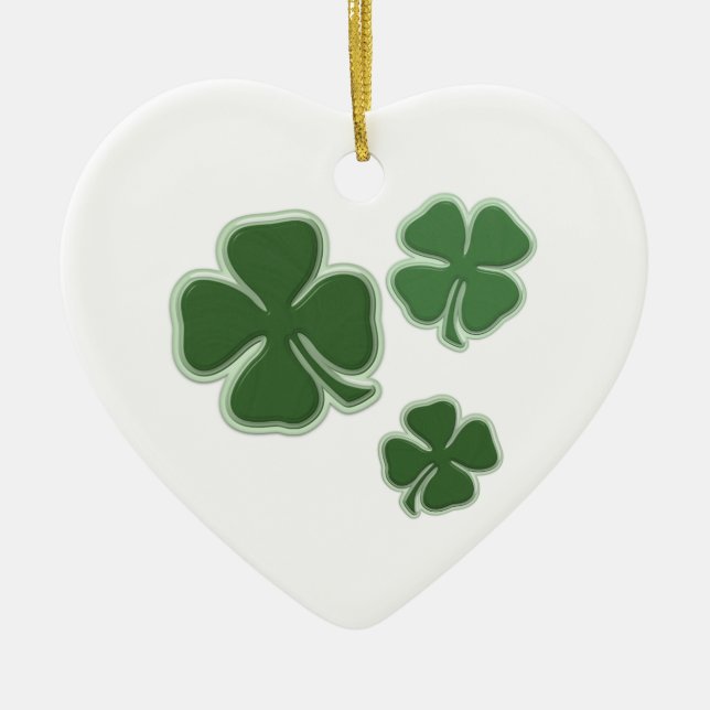 Christmas Shamrocks Ceramic Ornament (Front)