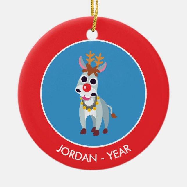 Christmas Shane the Donkey Ceramic Ornament (Front)