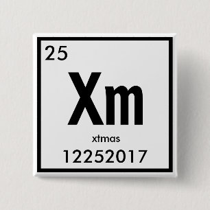 Christmas-shaped chemical element 2 inch square button
