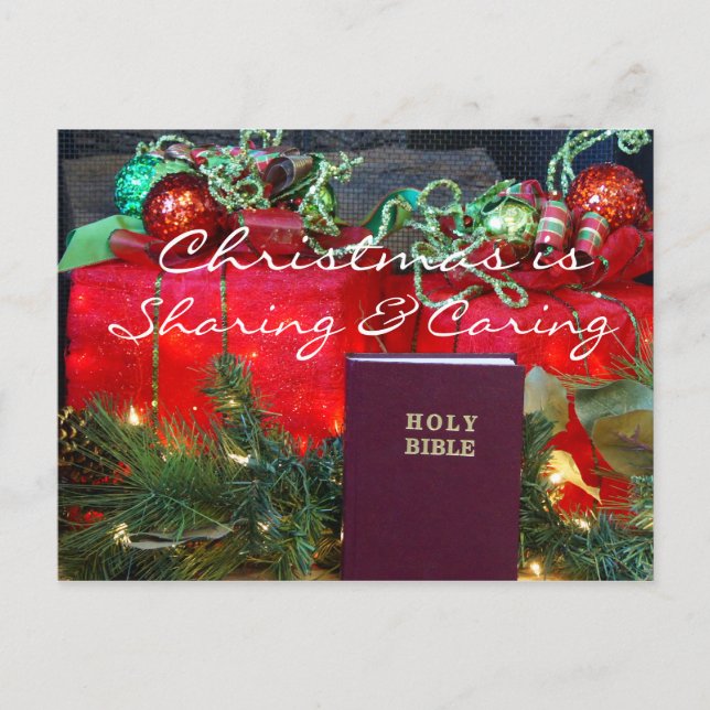 Christmas Sharing & Caring Postcard2 - customize Holiday Postcard (Front)