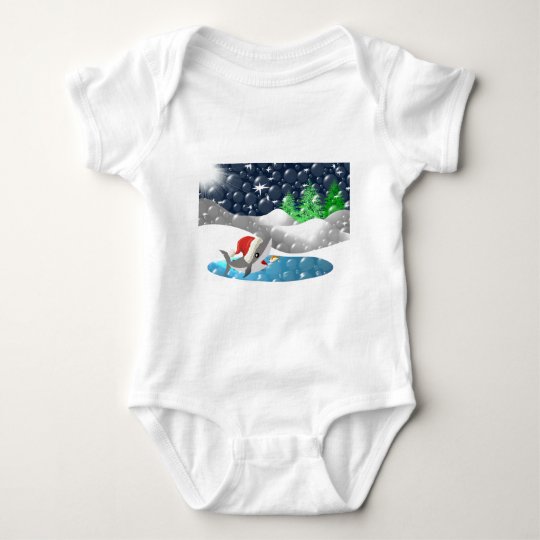 Christmas Shark Baby Bodysuit