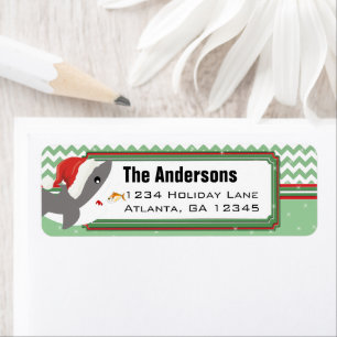 Christmas Shark Chevron Pattern Return Address