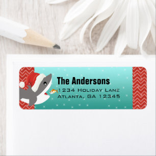Christmas Shark Chevron Pattern Return Address