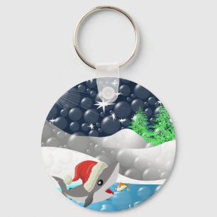 Christmas Shark Keychain