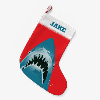 Christmas Shark Move Great White Personalised Small Christmas Stocking
