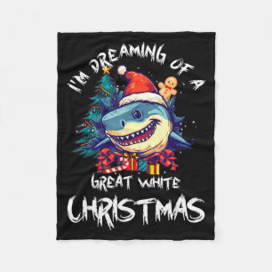 Christmas Shark Santa Hat Xmas Santa Jaws Funny Sh Fleece Blanket