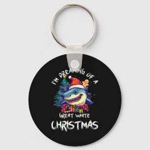 Christmas Shark Santa Hat Xmas Santa Jaws Funny Sh Keychain