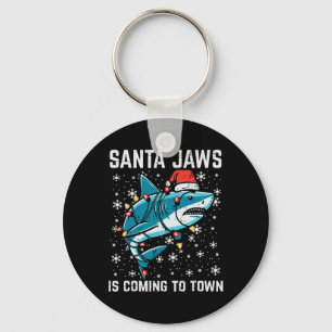 Christmas Shark Santa Jaws Xmas Men Boys Kids Yout Keychain