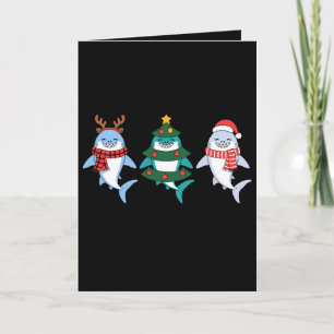 Christmas Shark Santa Reindeer Tree Xmas Holiday Card