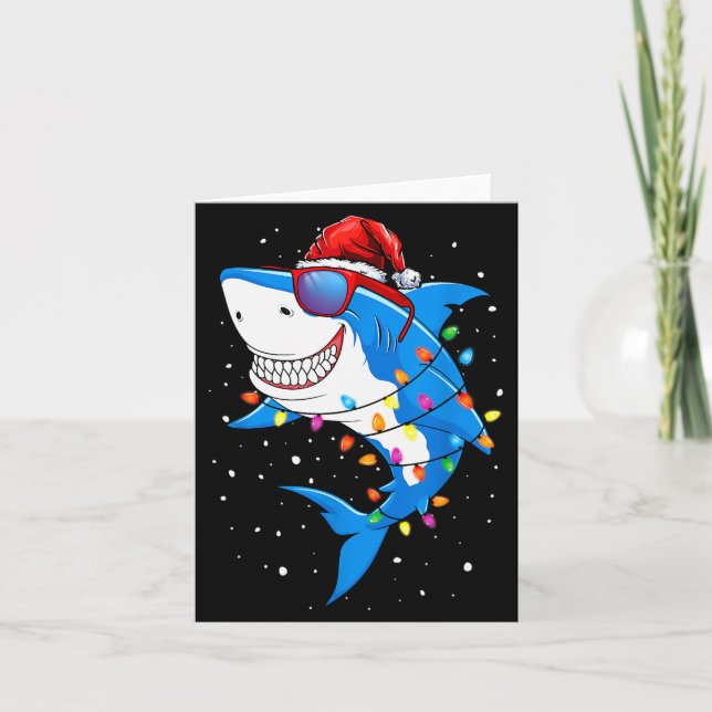 Christmas Shark Shirt Xmas Funny Santa Shark  Card (Front)