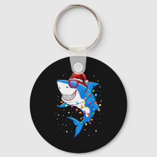 Christmas Shark Shirt Xmas Funny Santa Shark Keychain