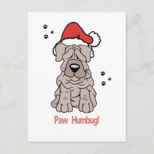 Christmas Sharpei Dog Holiday Postcard