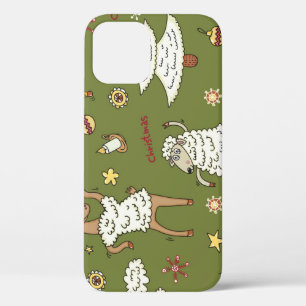 Christmas Sheep: Animal Vintage Illustration. iPhone 12 Case