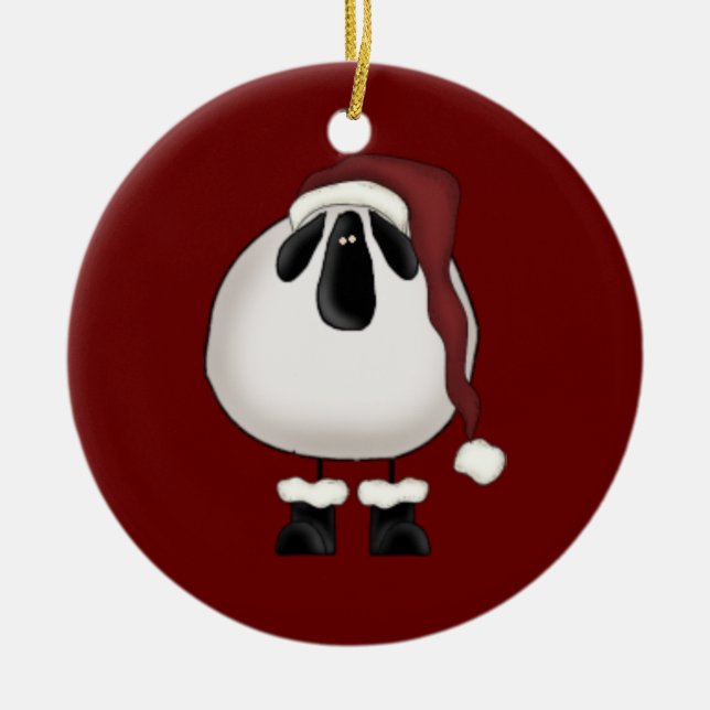 Christmas Sheep Ceramic Ornament (Front)