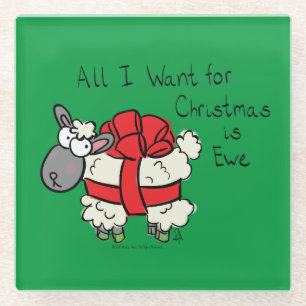 Christmas Sheep Kids Cartoon Glass Coaster
