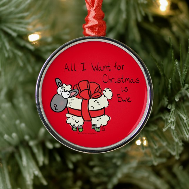Christmas Sheep Kids Cartoon Metal Ornament (Tree)