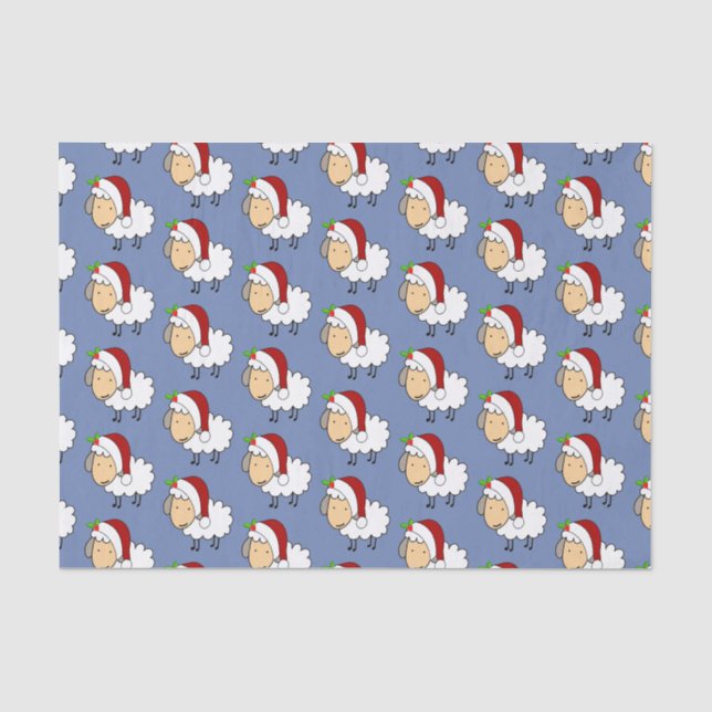 Christmas Sheep Wearing A Santa Hat Tissue Paper (Front)