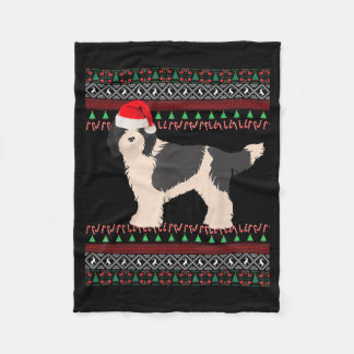 Christmas Sheepadoodle Ugly Sheepdog Poodle Cross Fleece Blanket