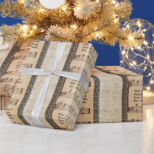Christmas Sheet Music Hark the Herald AngelsBeige  Wrapping Paper