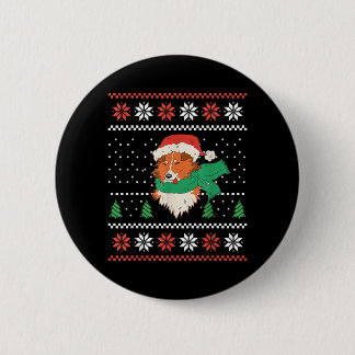 Christmas Sheltie Dog With Santa Hat Cute Xmas 2 Inch Round Button