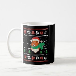 Christmas Sheltie Dog With Santa Hat Cute Xmas Coffee Mug