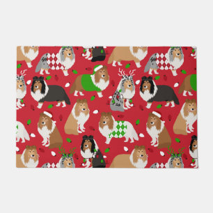 Christmas Sheltie Shetland Sheepdog Doormat