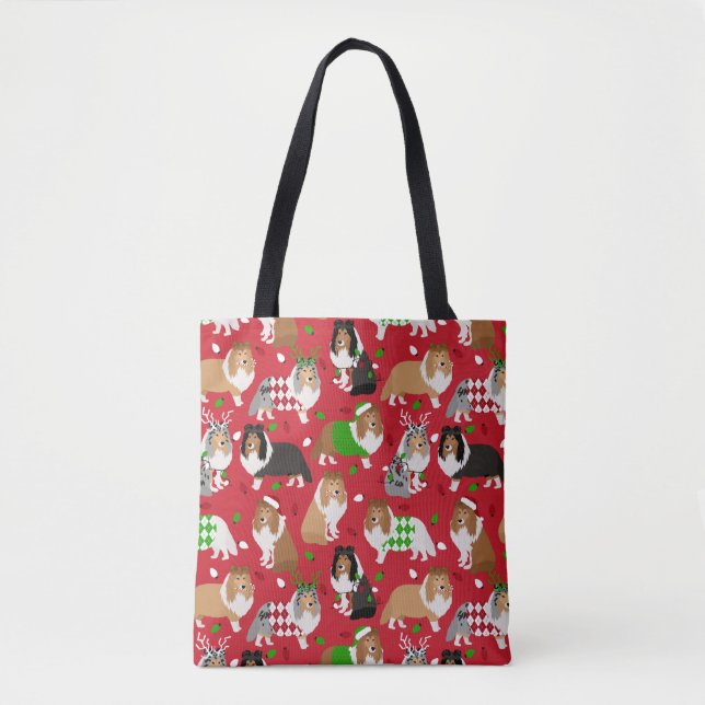 Christmas Sheltie Shetland Sheepdog Tote Bag (Front)