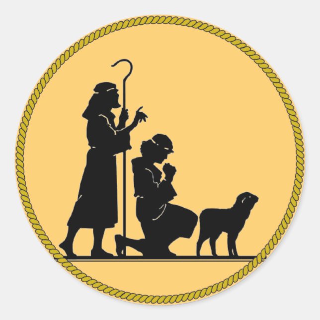 Christmas Shepherds Silhouette Classic Round Sticker (Front)