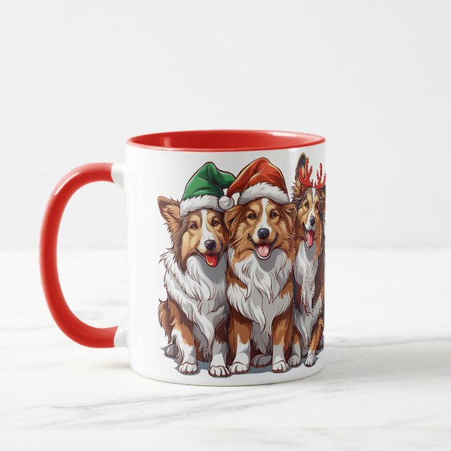 Christmas Shetland Sheepdogs Mug (Left)