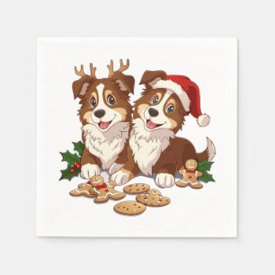 Christmas Shetland Sheepdogs Napkin