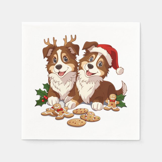 Christmas Shetland Sheepdogs Napkin (Front)