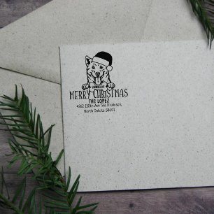 Christmas Shiba Inu Dog Return Address  Rubber Stamp