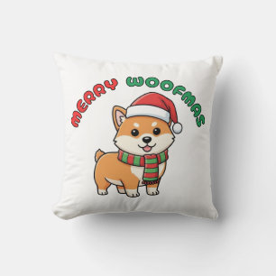 Christmas Shiba Inu Pillow: Merry Woofmas Throw Pillow