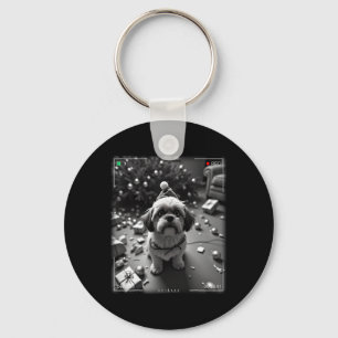Christmas Shih Tzu Caught On Camera  Keychain