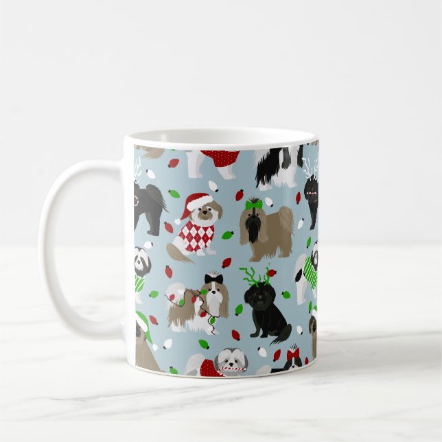 Christmas Shih Tzu Chiens Café Mug (Gauche)